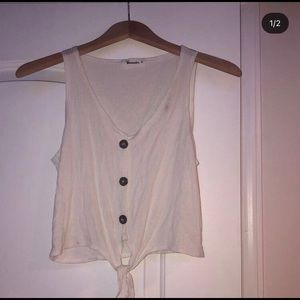 white button down tank top